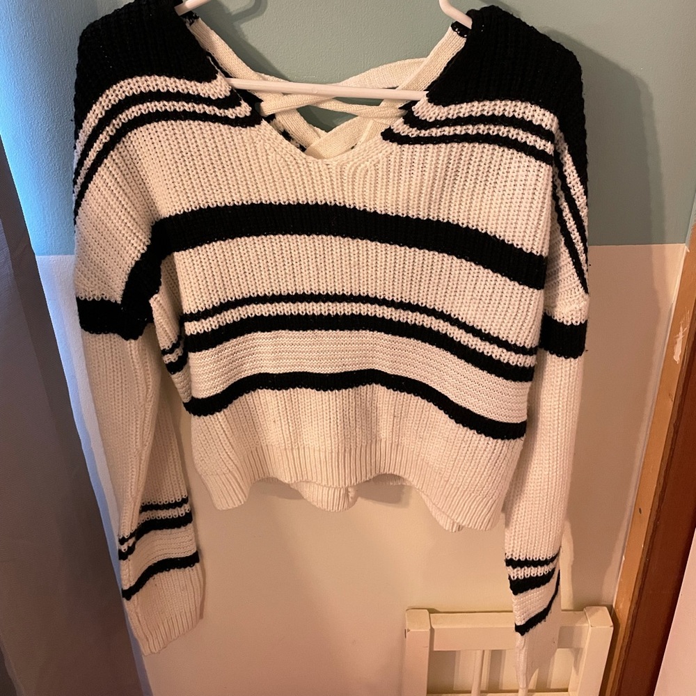 Black and white knit sweater